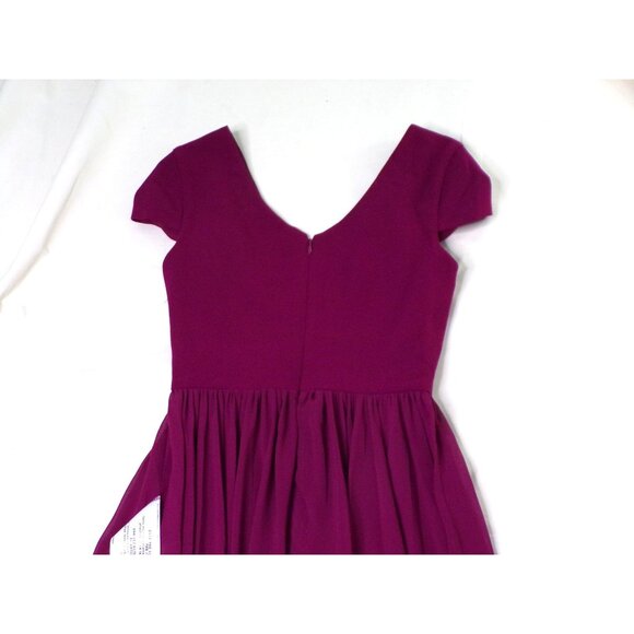 🆕DRESS THE POPULATION Corey Flare Chiffon Dress Magenta XX-Small (00-0) - Picture 12 of 12